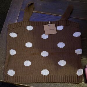 Blu Pepper Brown and White Polka Dot Knit Tank